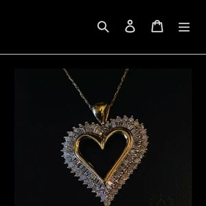 Diamond heart with two rows of diamonds an 10 k